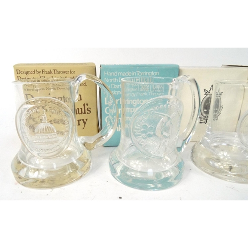 462 - Five boxed Dartington crystal commemorative tankards