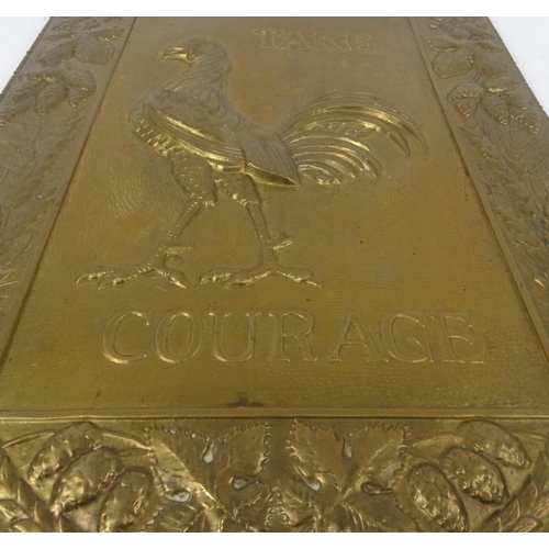 541 - Brass 'Take Courage' advertising sign, 55cm x 40cm