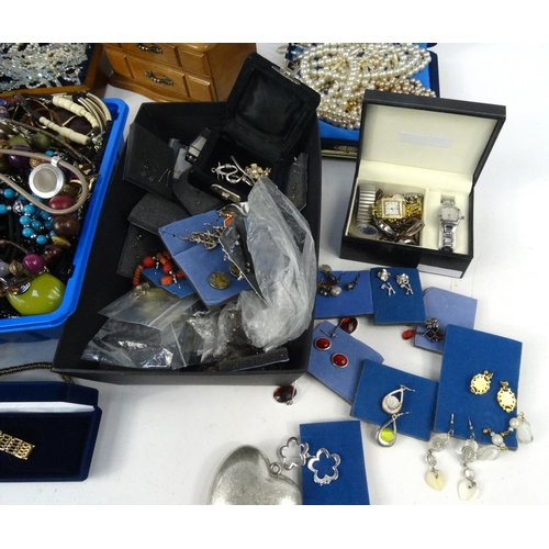 380 - Large collection of assorted costume jewellery, including necklaces, wristwatches, bracelets, earrin... 