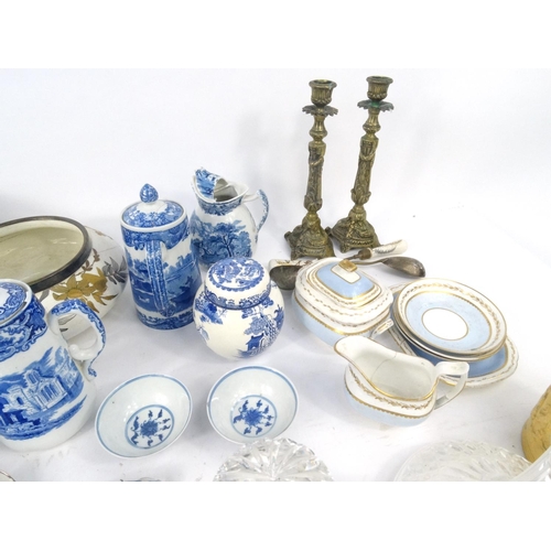 505 - Victorian dinner service with two tureens, together with a selection of other china, including blue ... 