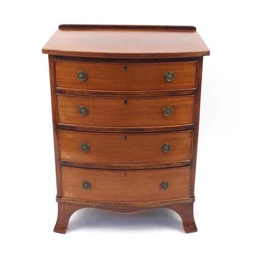 2028 - Mahogany bow fronted four drawer chest, 80cm high x 62cm wide x 49cm deep