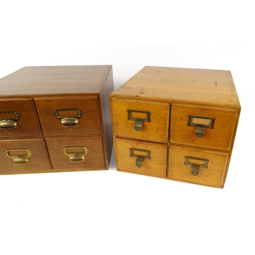 2061 - Group of three vintage oak four drawer filing chests, each 30cm high x 39cm wide x 42cm deep