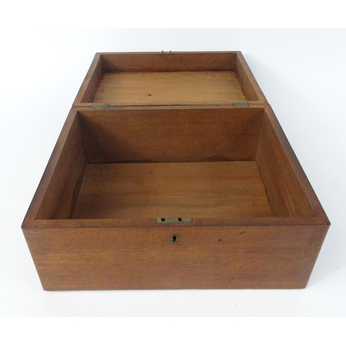 48 - Mahogany workbox, with hinged lid, 16.5cm high x 31.5cm wide x26cm deep