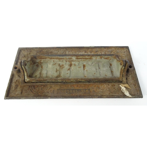 547 - A.K & Sons cast iron letterbox, 26.5cm x 12.5cm