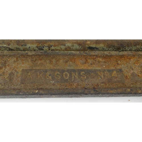 547 - A.K & Sons cast iron letterbox, 26.5cm x 12.5cm