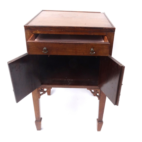 36 - Chippendale design mahogany bedside cabinet raised on tapering legs, together with one other bedside... 