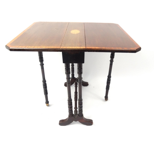 65 - Inlaid mahogany Sutherland table, 57cm high