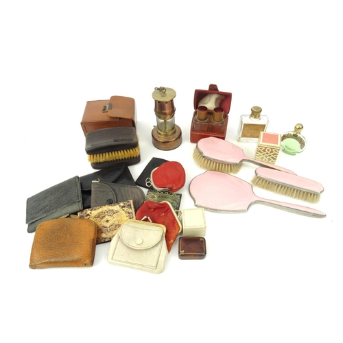 439 - Small selection of ladies coin purses, scent bottles, dressing table brushes etc