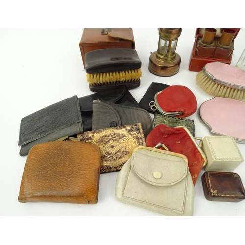 439 - Small selection of ladies coin purses, scent bottles, dressing table brushes etc