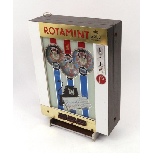 2619 - Vintage Rotamint coin slot machine, 71cm high