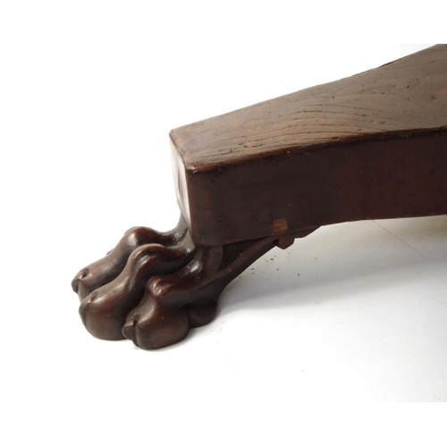 2057 - Circular Victorian mahogany snap top table with lion paw feet, 75 cm high x 135cm diameter
