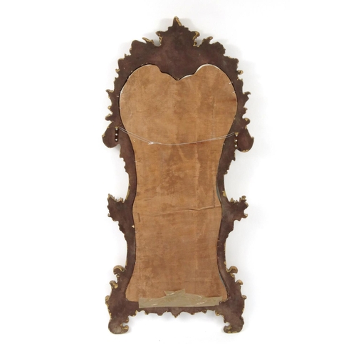 2010 - Rococo style gilt framed mirror with parian style panel decorated in relief with putti, 152cm high