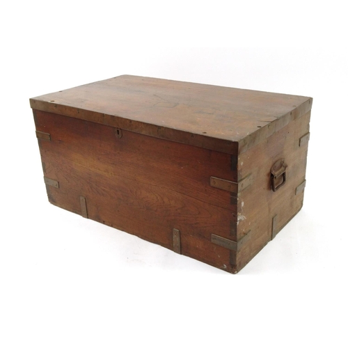 2022 - Military interest brass bound Camphor wood campaign style trunk, with carrying handles with name 
