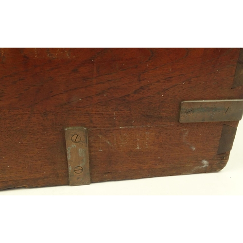 2022 - Military interest brass bound Camphor wood campaign style trunk, with carrying handles with name 