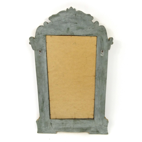 2023 - Ornate gilt framed bevel edged mirror with floral and shell carved decoration, 102cm high