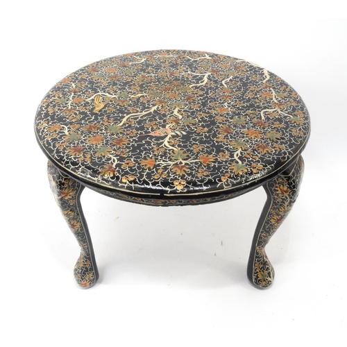 86 - Middle Eastern hand painted tripod stool, 31cm high