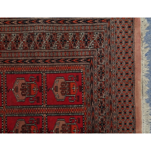 161 - Rectangular Middle Eastern rug with geometric border, the central field decorated with a continuous ... 