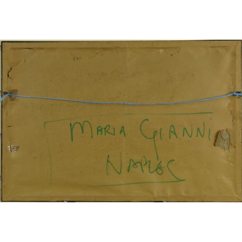 181 - Gouache of a Naples harbour scene, bearing a signature Gianni and an inscription to the reverse, fra... 