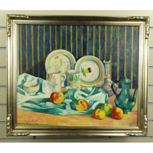 267 - French Impressionist oil onto canvas of still life objects, framed, 60cm x 50cm excluding the frame