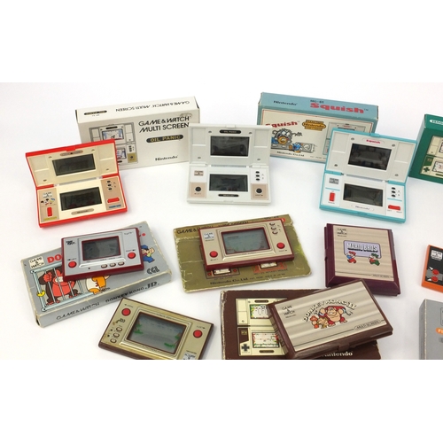 2620 - Collection of Game and Watch multi screen consoles, including some boxed examples - Snoopy, Zelda, S... 