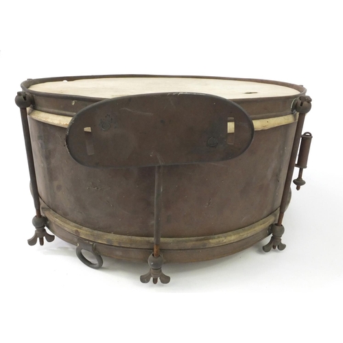 625 - Military interest brass side drum, 42cm diameter