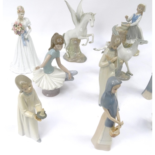 455 - Collection of Lladro and other Spanish figures inlcluding Pegasus, ballerina, etc