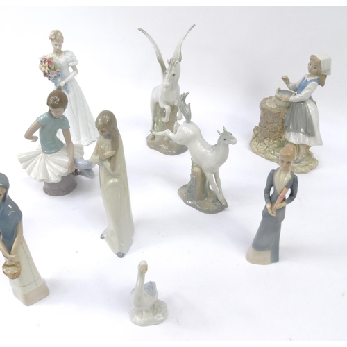 455 - Collection of Lladro and other Spanish figures inlcluding Pegasus, ballerina, etc