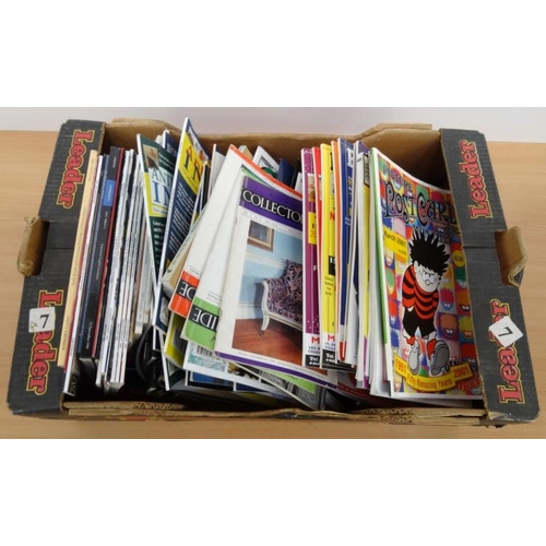 498 - Box of assorted antique catalogues including some early magazines including Picture Postcard and ear... 