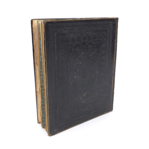 579 - Early Victorian album with assorted handwritten and printed poems, 24cm x 20cm