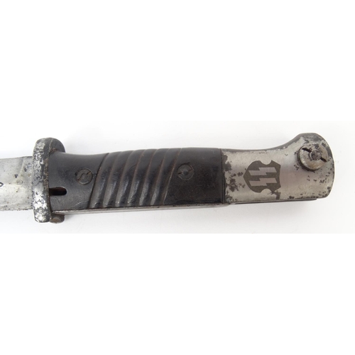 598 - Military interest German Nazi style bayonet and scabbard with SS decoration, 41cm long