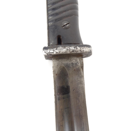 598 - Military interest German Nazi style bayonet and scabbard with SS decoration, 41cm long