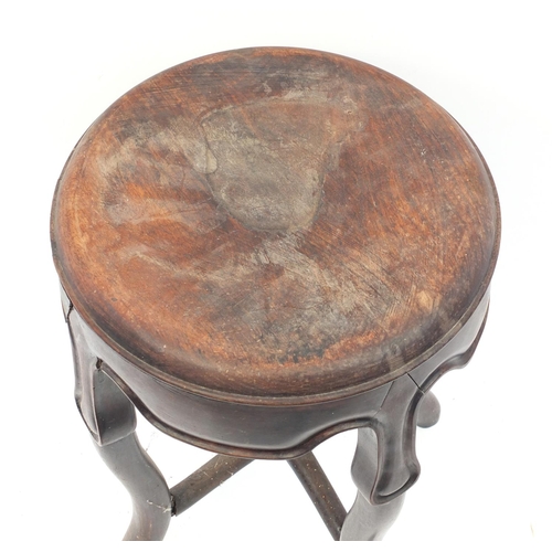 97A - Oriental Chinese hardwood stool 53cm tall and 33cm diameter