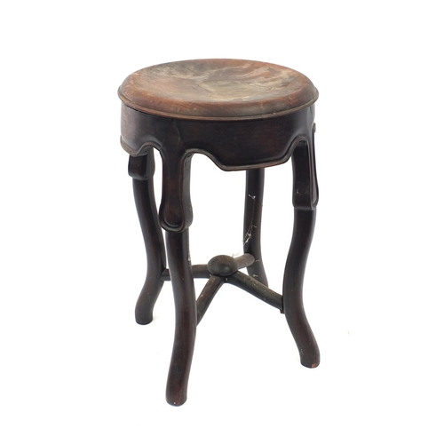 97A - Oriental Chinese hardwood stool 53cm tall and 33cm diameter