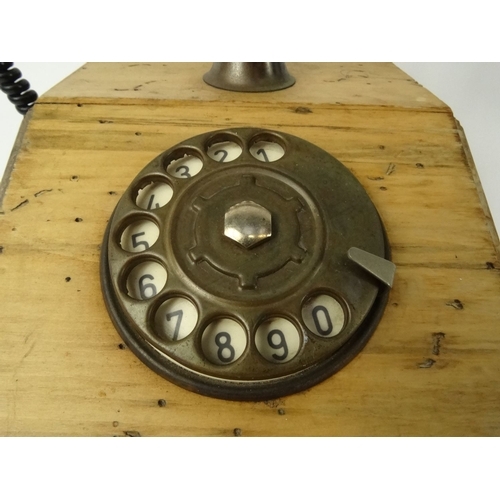 264 - Vintage pine dial telephone, possibly originally British Rail