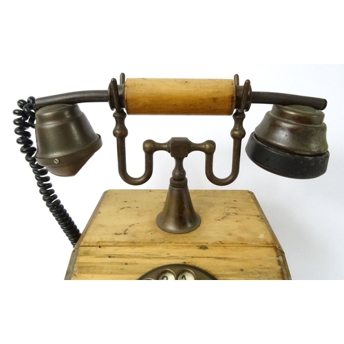 264 - Vintage pine dial telephone, possibly originally British Rail