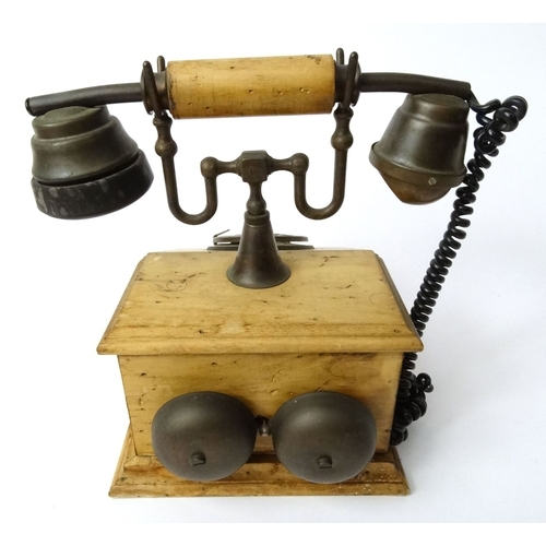 264 - Vintage pine dial telephone, possibly originally British Rail