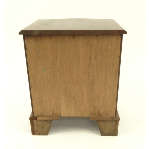 2047 - Mahogany serpentine front, four drawer chest of small proportions, 52cm high x 42cm wide x 35cm deep