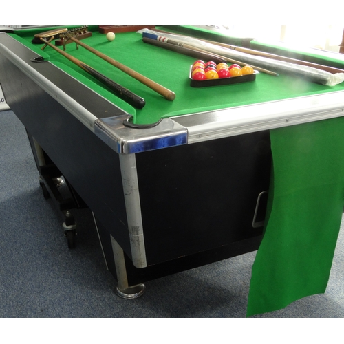 2006 - Superleague Diplomat full size pool table, with cues, score board, hydraulic trolley and accessories