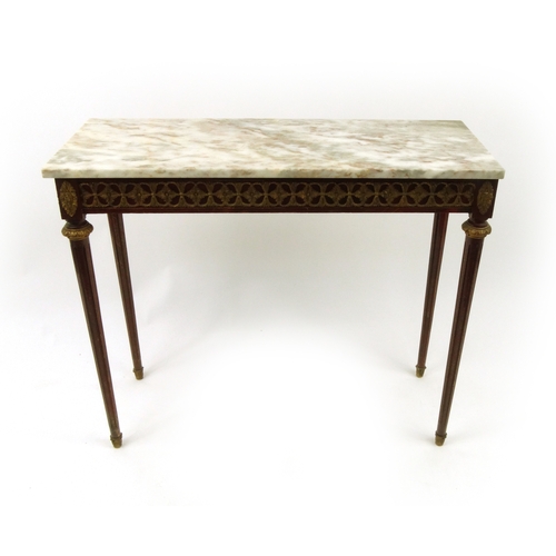 2036 - Louis XVI style mahogany console table with gilt metal mounts and marble top, 79cm high x 92cm wide ... 
