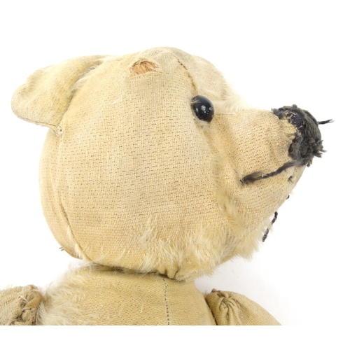 228 - Antique golden straw field teddy bear with joined limbs