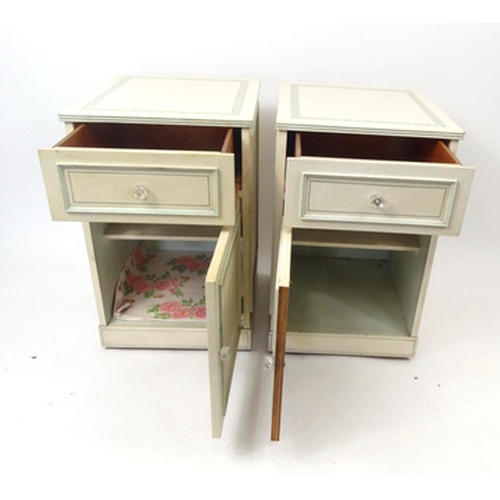 144 - Pair of shabby chic bedside cupboards, 66cm high x 42cm wide x 46cm deep