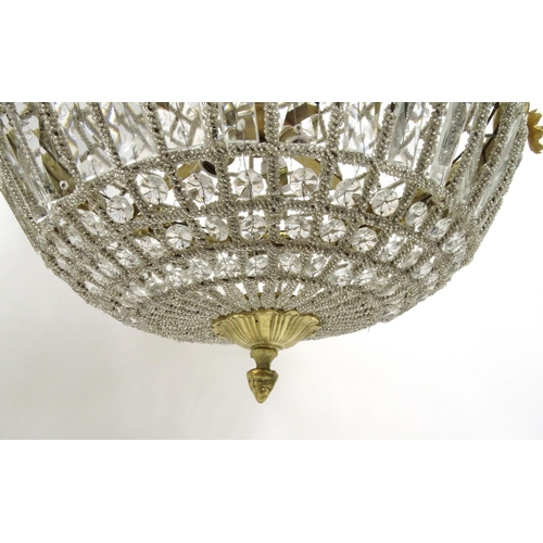 2059 - Pair of Glass chandeliers with ornate gilt brass mounts, each 67cm high