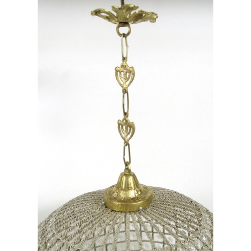 2060 - Pair of globular glass light fittings with gilt brass mounts, each 54cm high