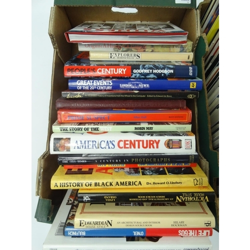 517 - Four boxes of mostly Non-fiction hardback books, including, crime, travel, art, photographic and his... 