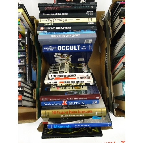 517 - Four boxes of mostly Non-fiction hardback books, including, crime, travel, art, photographic and his... 