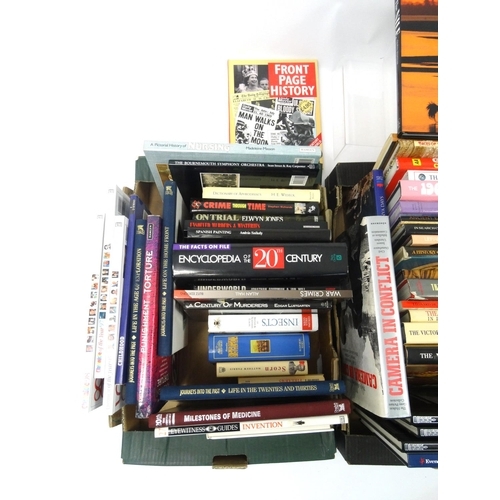 503 - Four boxes of mostly Non-fiction hardback books, including, crime, travel, photographic and history ... 