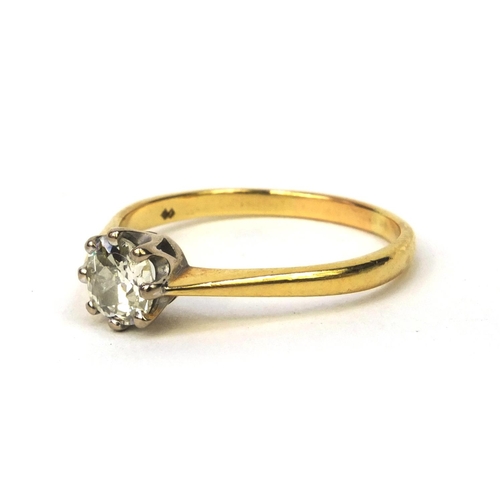 836 - 18ct gold diamond solitaire ring, size S, approximate weight 3.2g