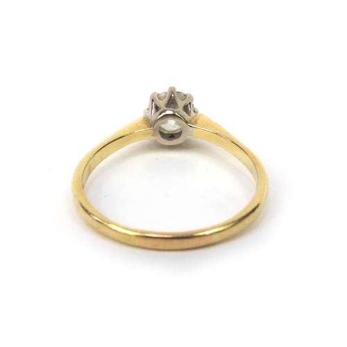 836 - 18ct gold diamond solitaire ring, size S, approximate weight 3.2g