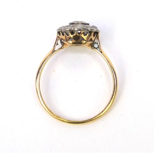 849 - 18ct gold diamond cluster ring, size Q, approximate weight 2.7g