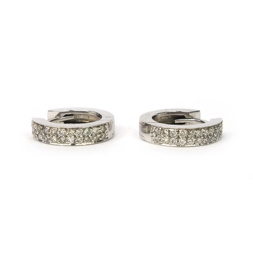 867 - Pair of 18ct white gold diamond hoop earrings, 1.6cm diameter, approximate weight 6.0g